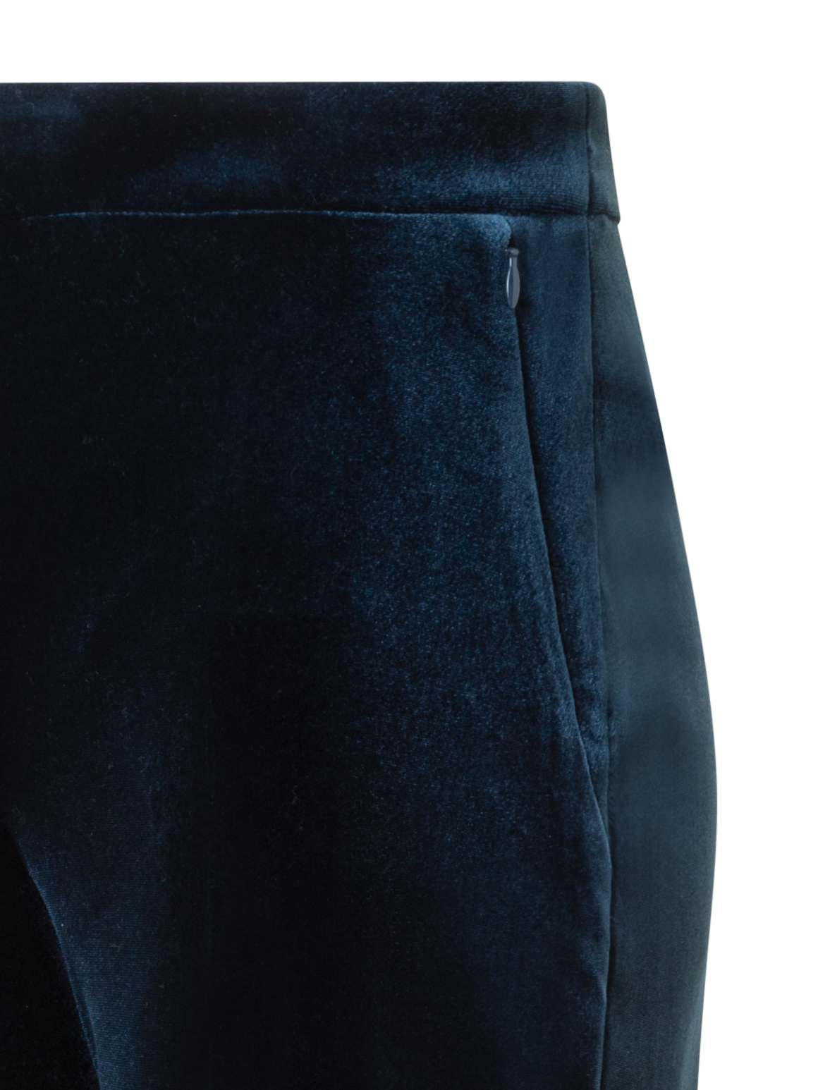 Designer Straight Stretch Techno Velvet Pants - neutral - navy - blue