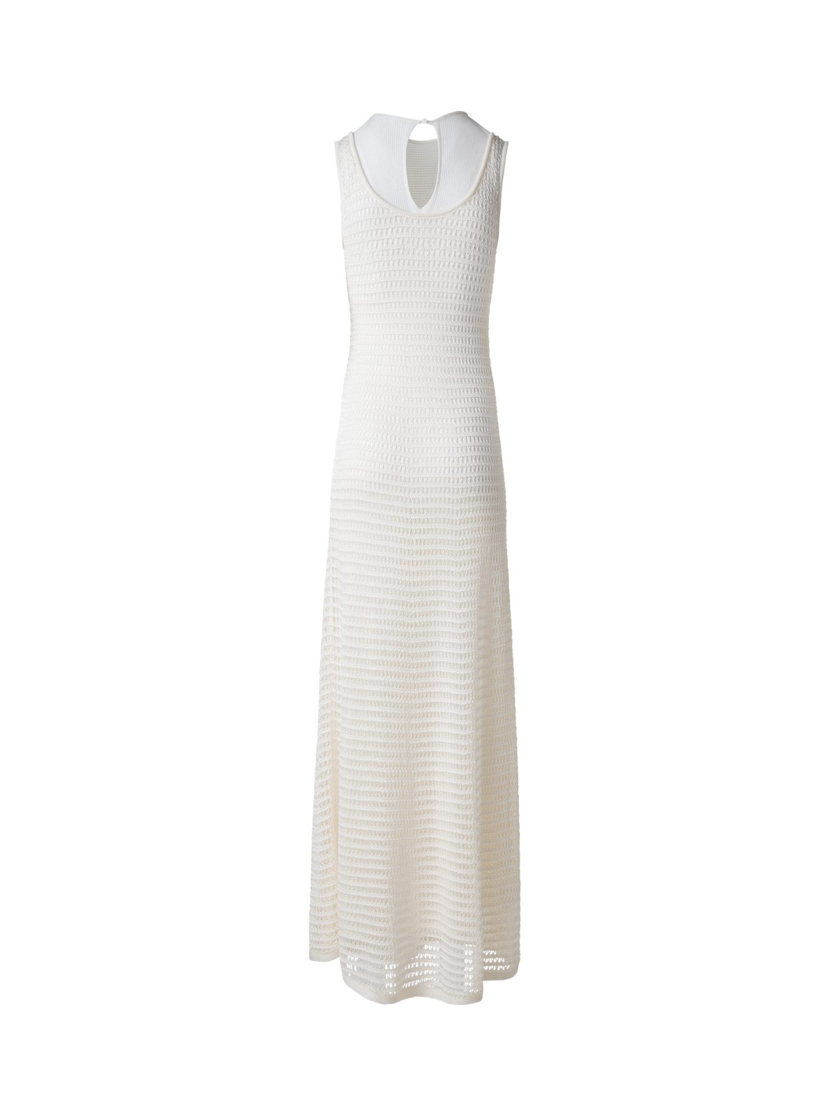 Designer Bodycon Knit Dress in Layered Viscose Crochet - neutral - ecru - white