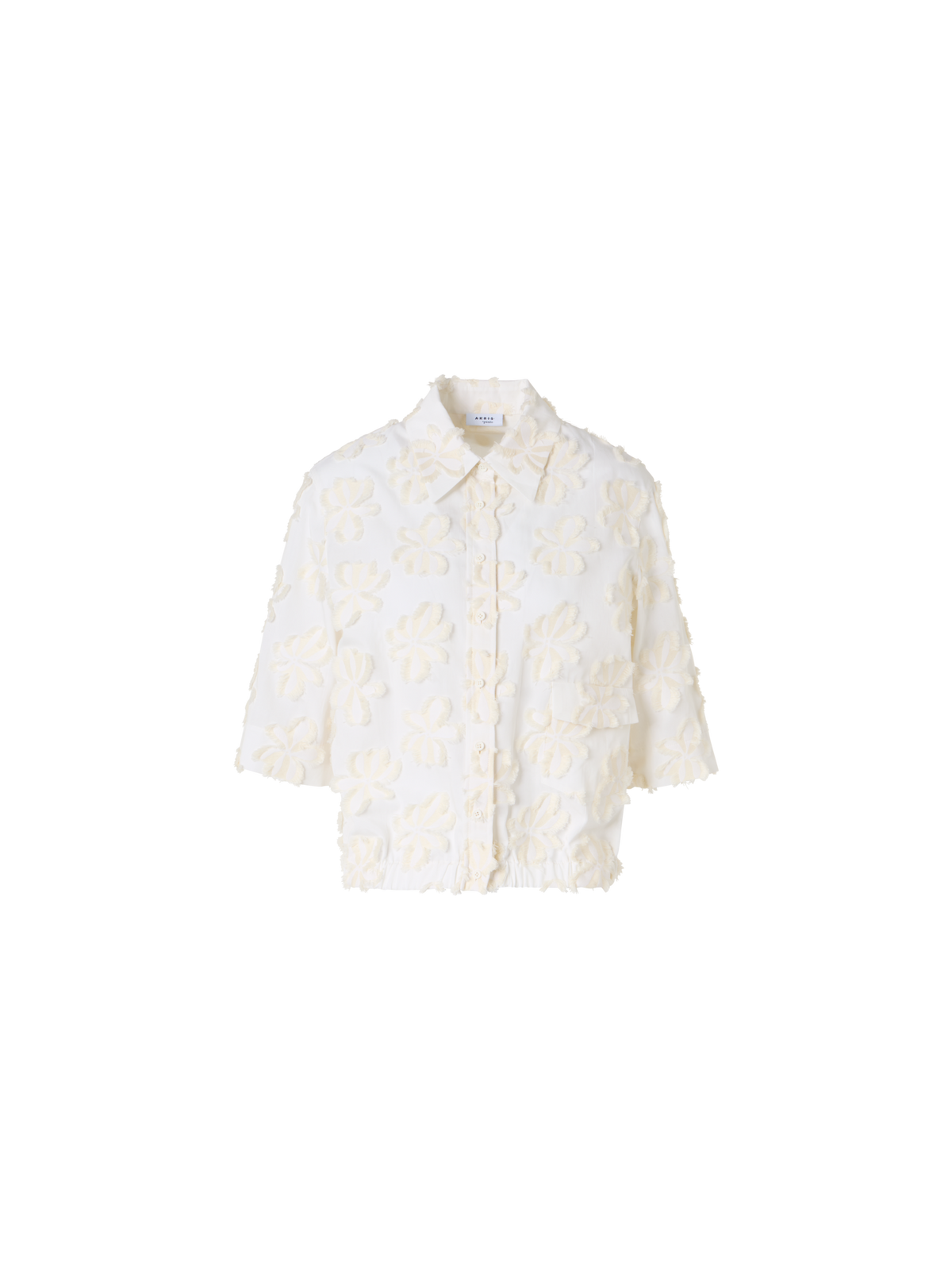 Designer Boxy 3D-Flower Jacquard Shirt Blouse - ecru