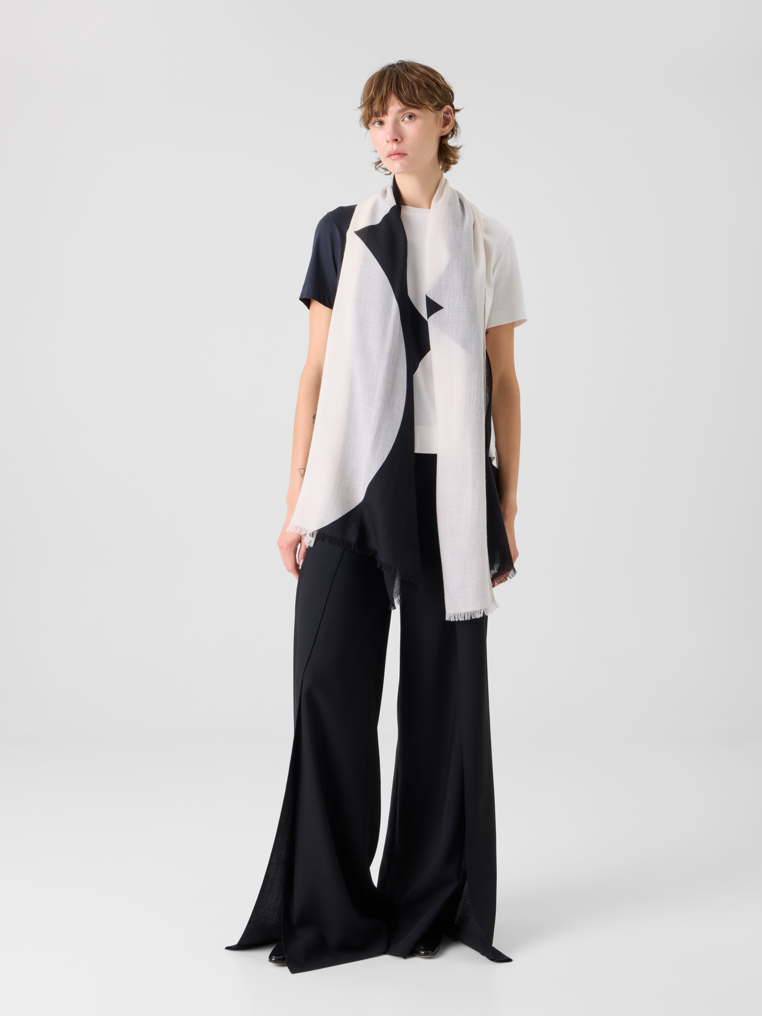 Designer Cashmere Scarf in Cloud Print - multicolor