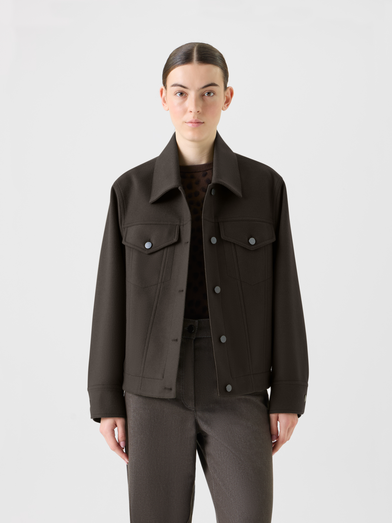 Designer Oversized Wool Flannel Shirt Jacket - neutral - brown 