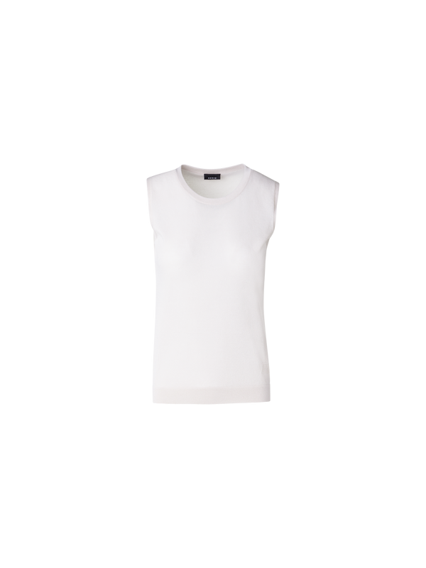 Designer Semi-Transparent Knit Top in Cotton Blend - grey - beige