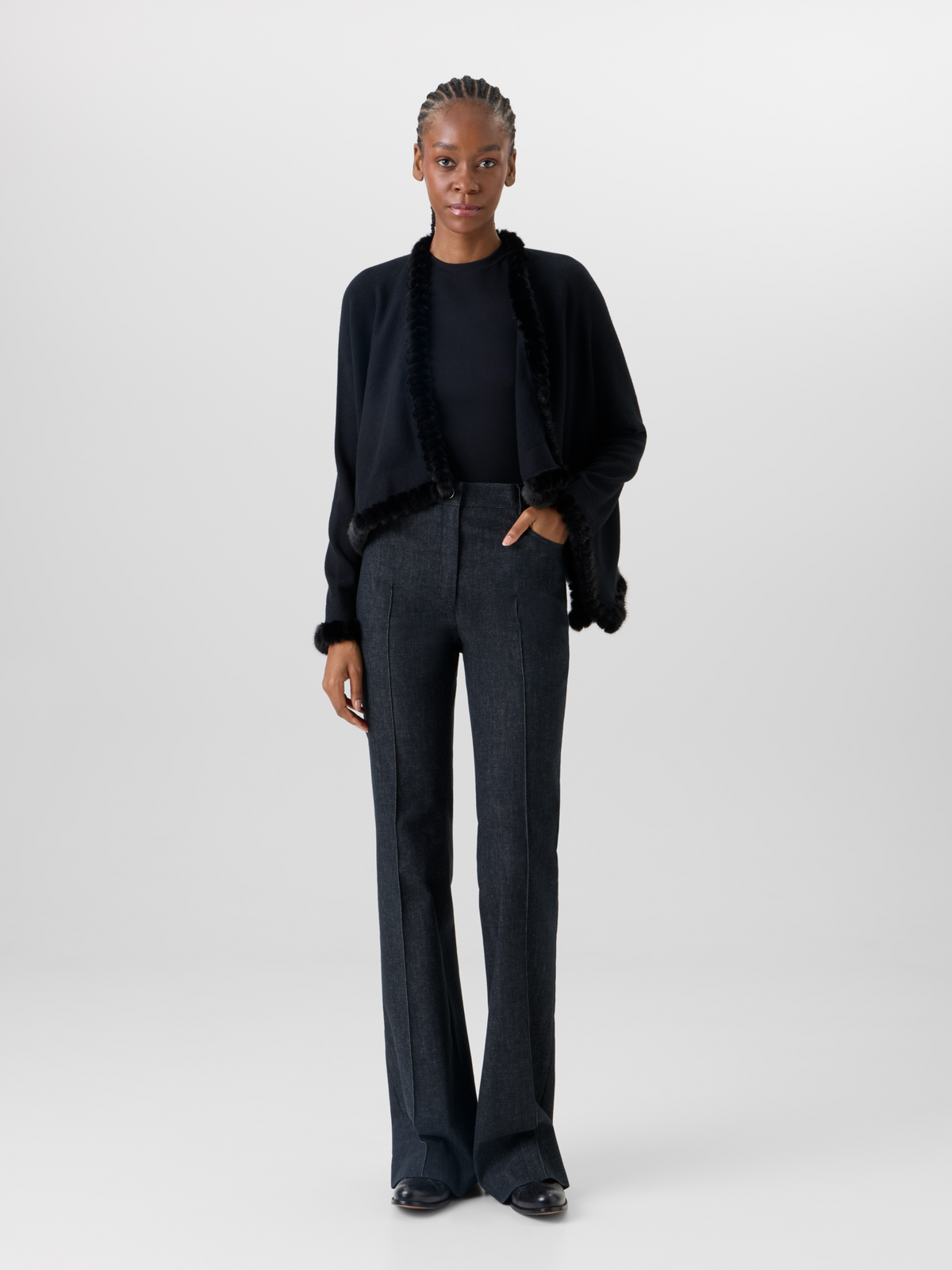 Designer Cashmere-Silk Knit Bolero - black #editorial