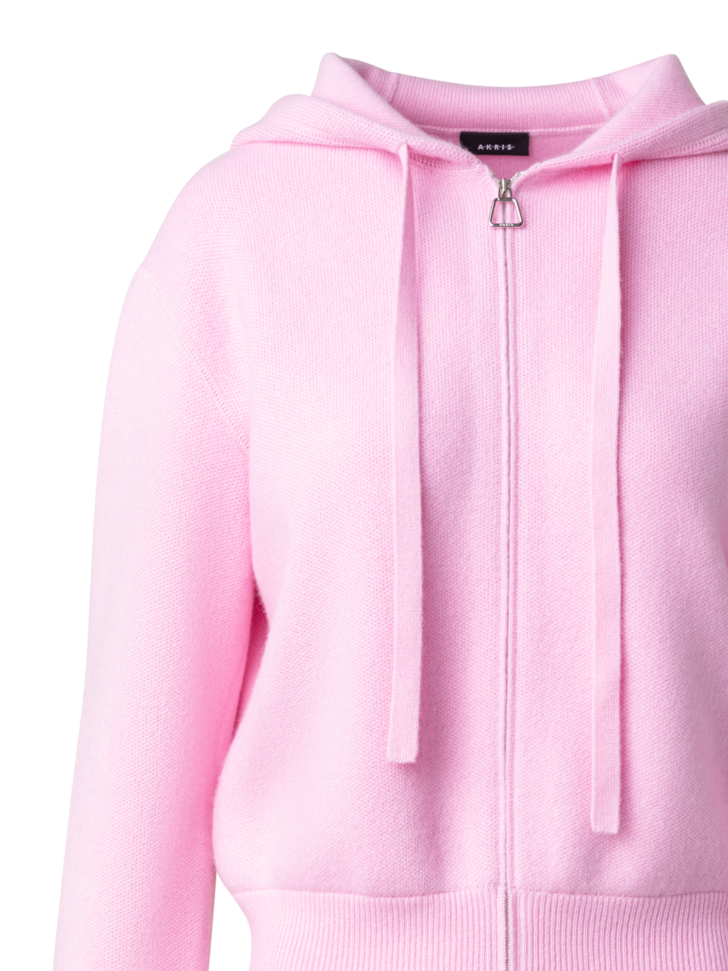Designer Cropped Cashmere Hoodie Sweater - pink