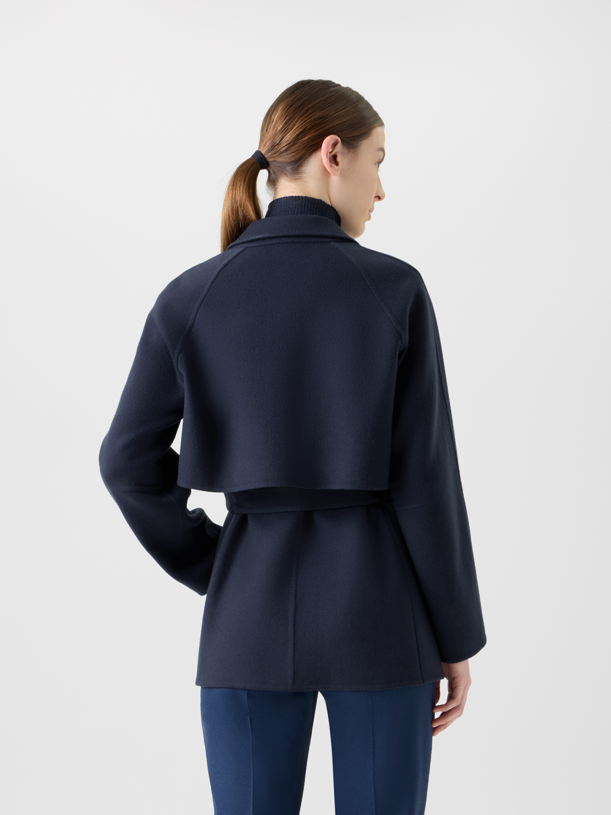 Designer Short Duo Coat - Cashmere Vest and Bolero - neutral - navy - blue #editorial