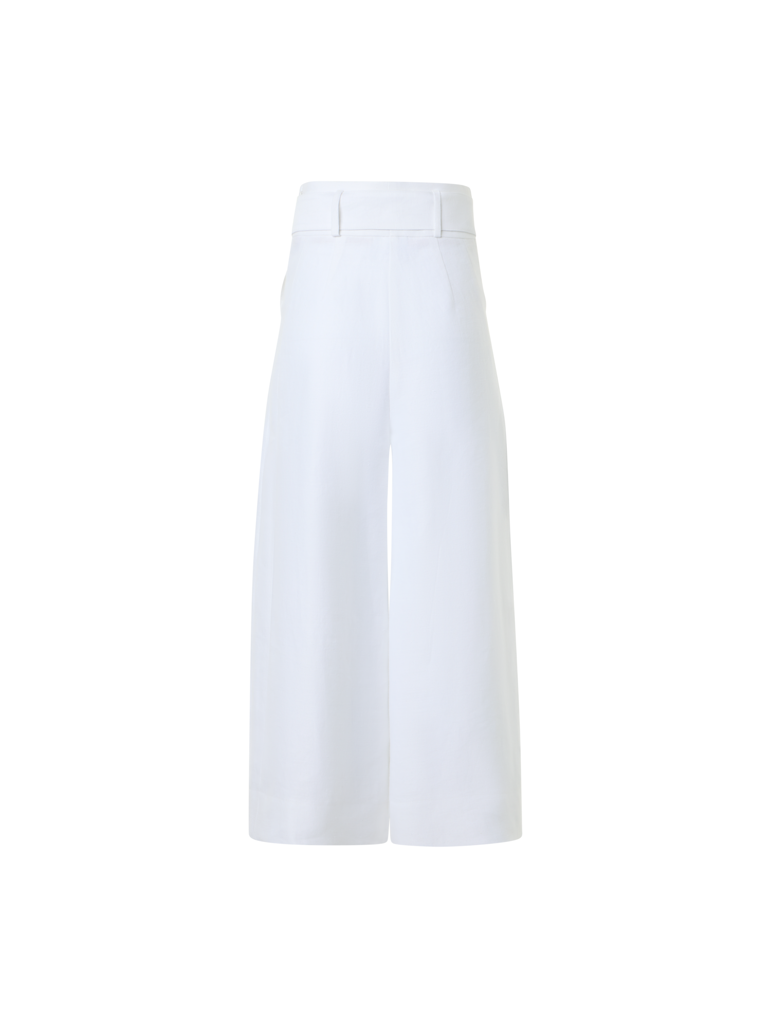 Designer Fiorella High-Rise Pleated Raw Linen Culotte Pants - white