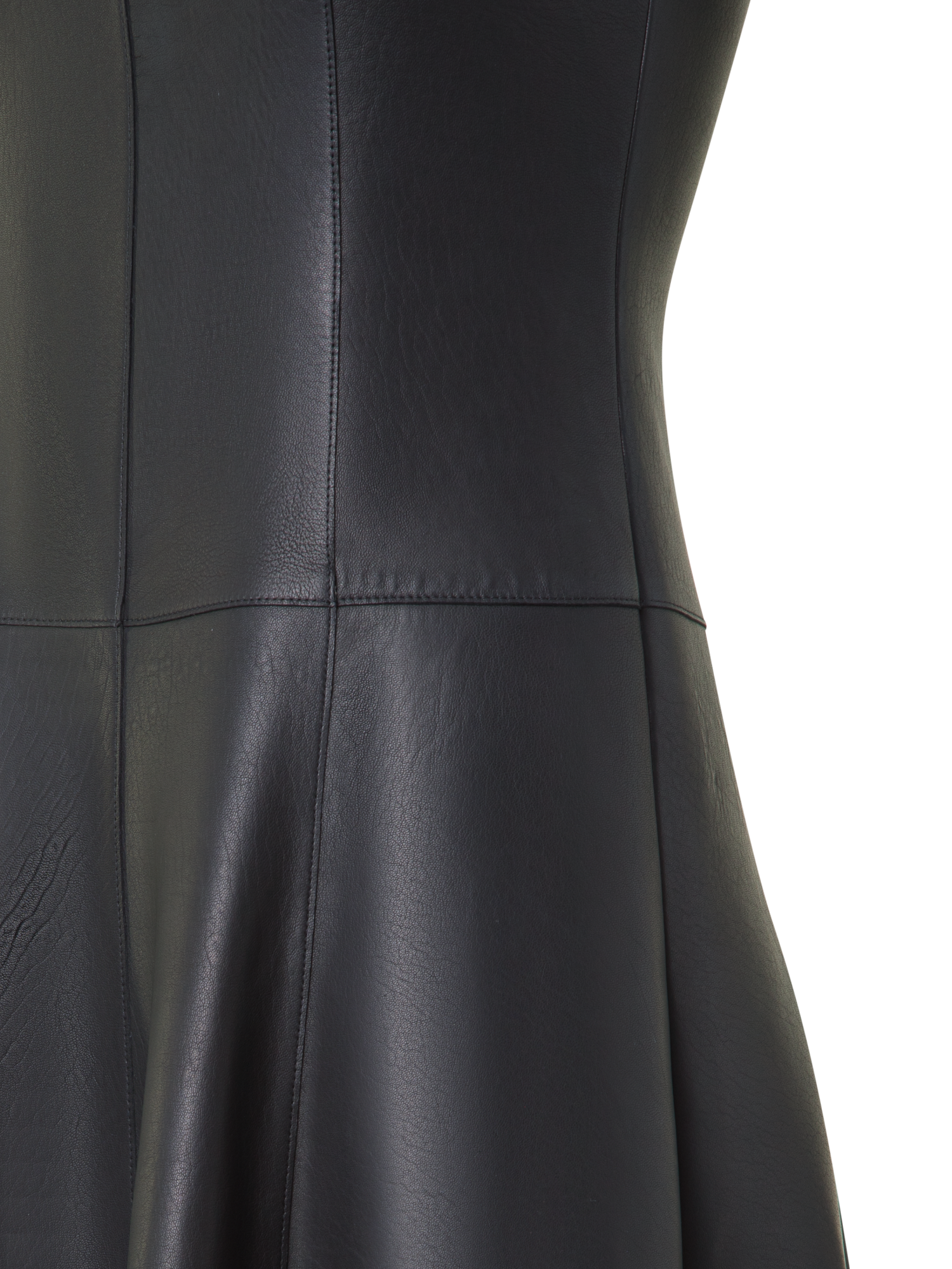 Designer Fit and Flare Leather Dress - black - neutral