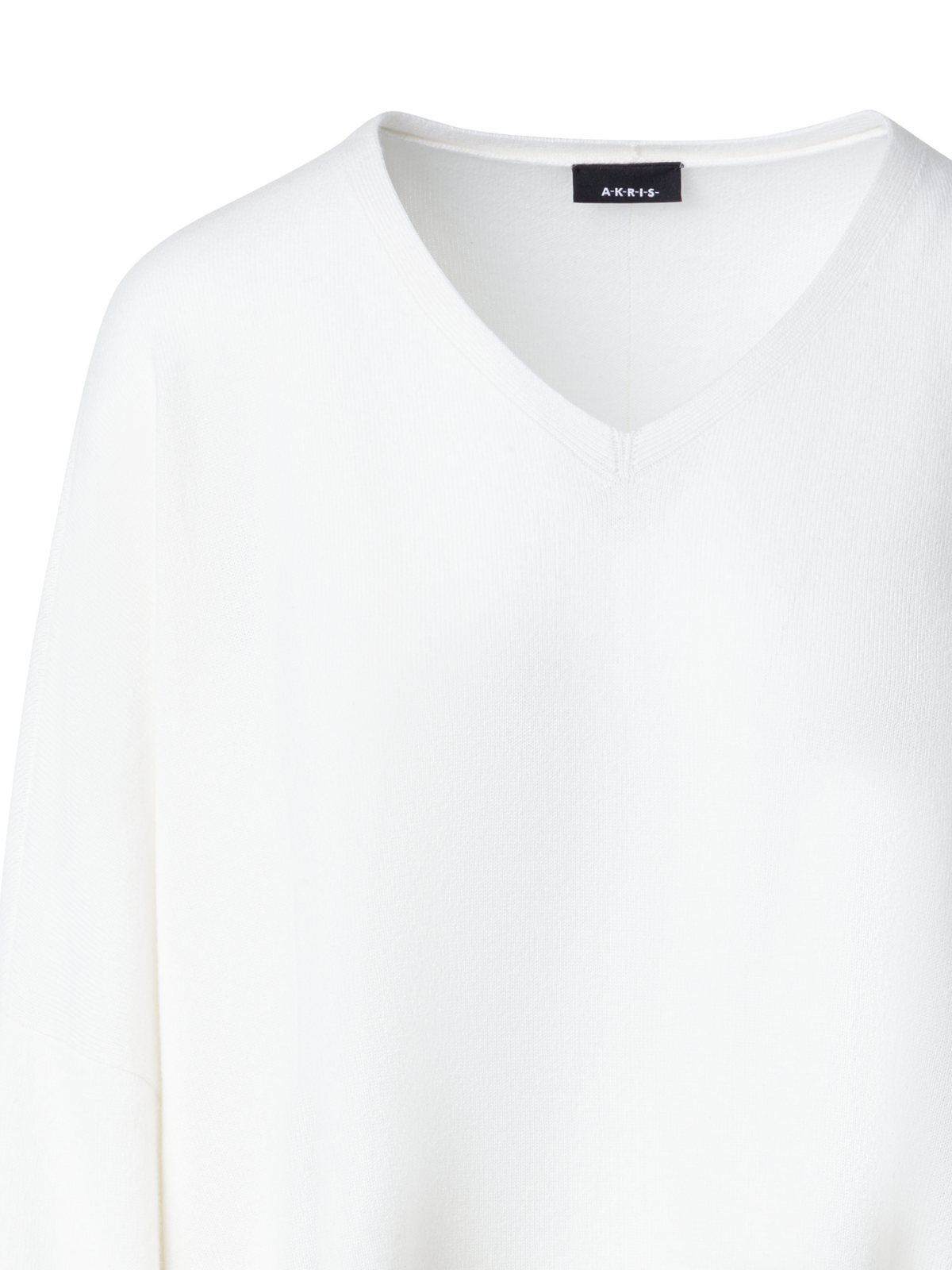 Designer Oversize 100% Cashmere Sweater with V-Neck - ecru - white