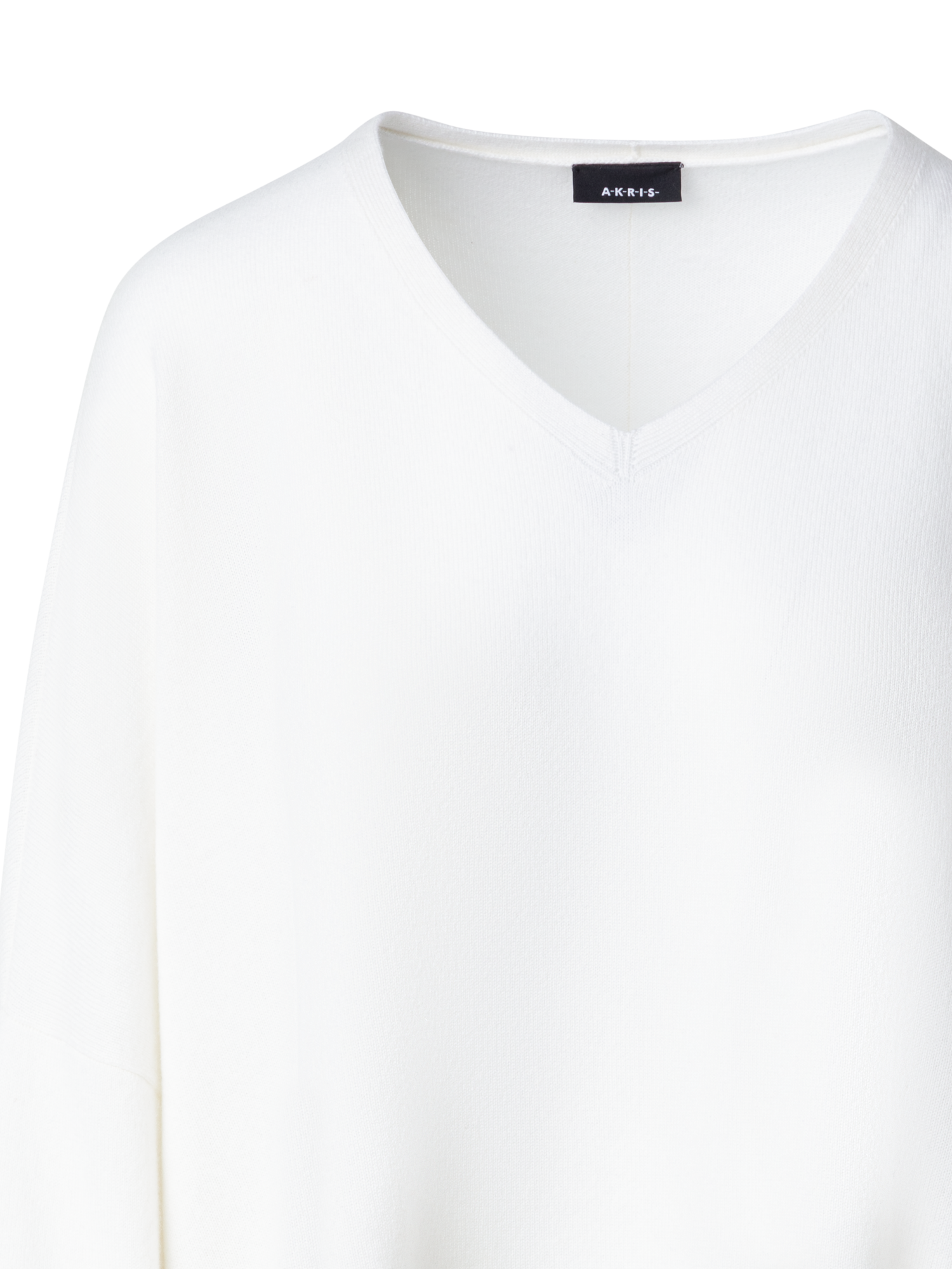 Designer Oversize 100% Cashmere Sweater with V-Neck - ecru - white