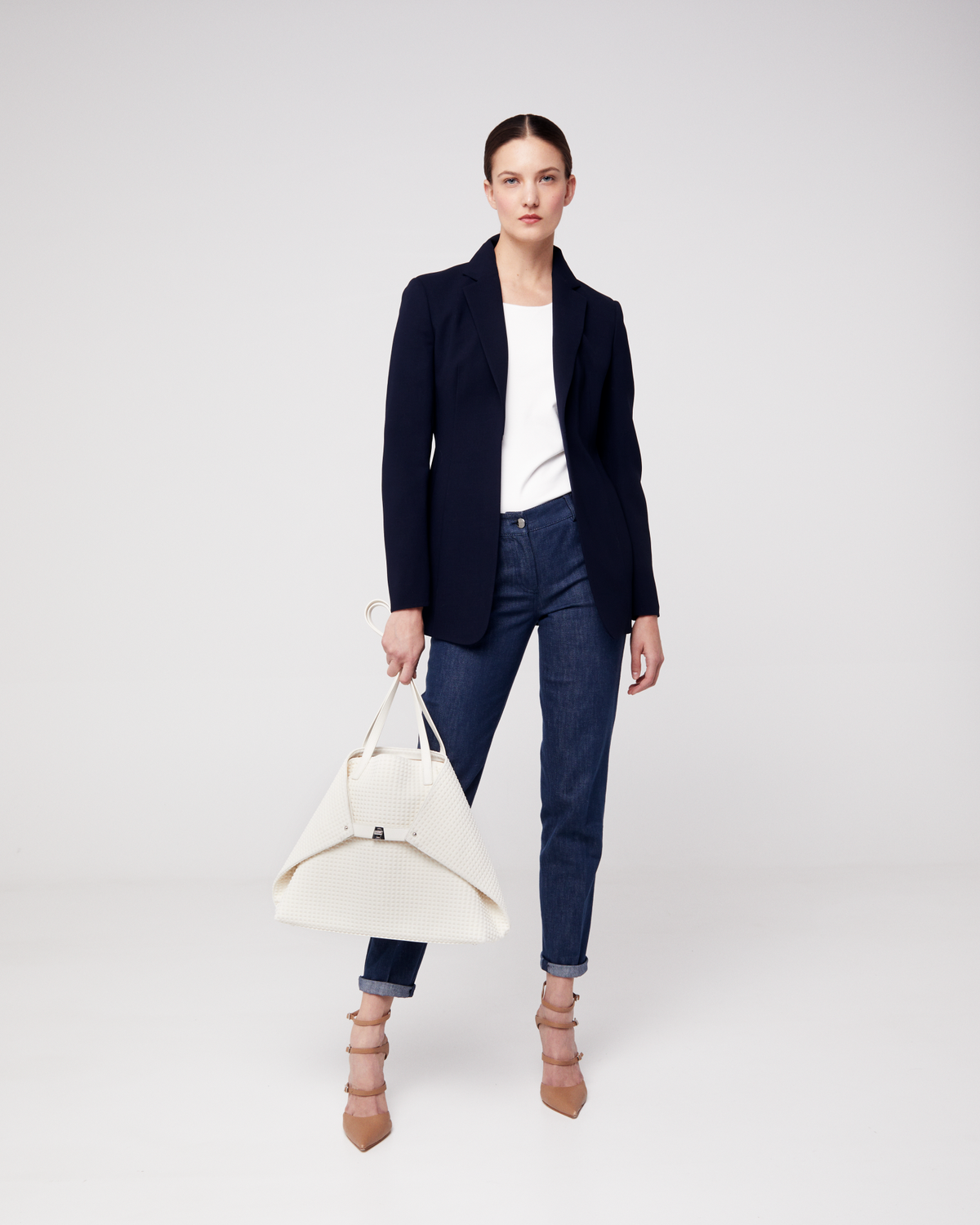 Designer Ai Medium Shoulder Tote - neutral - white #editorial