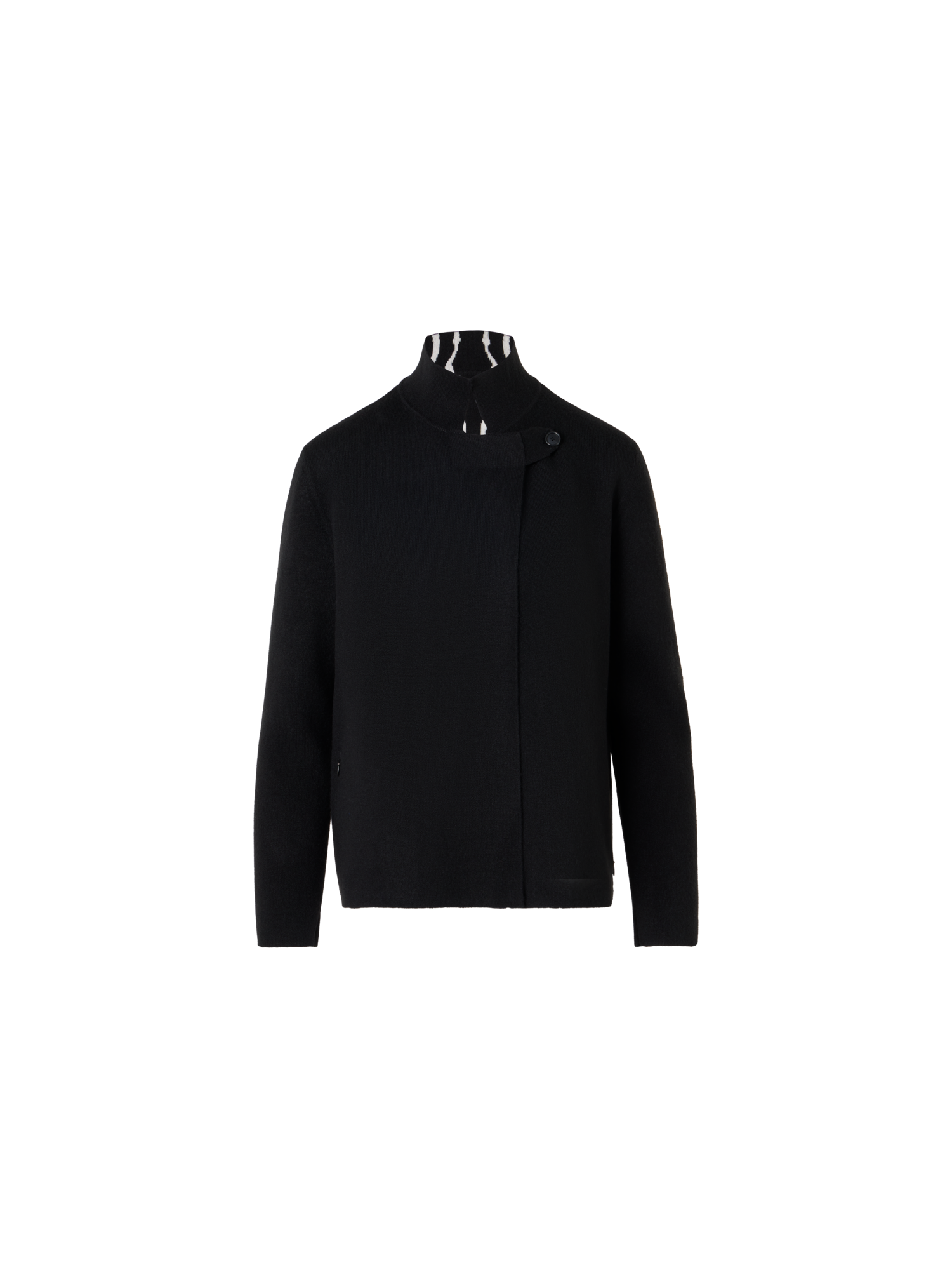 Designer Cashmere Double-Face Knit Cardigan - black