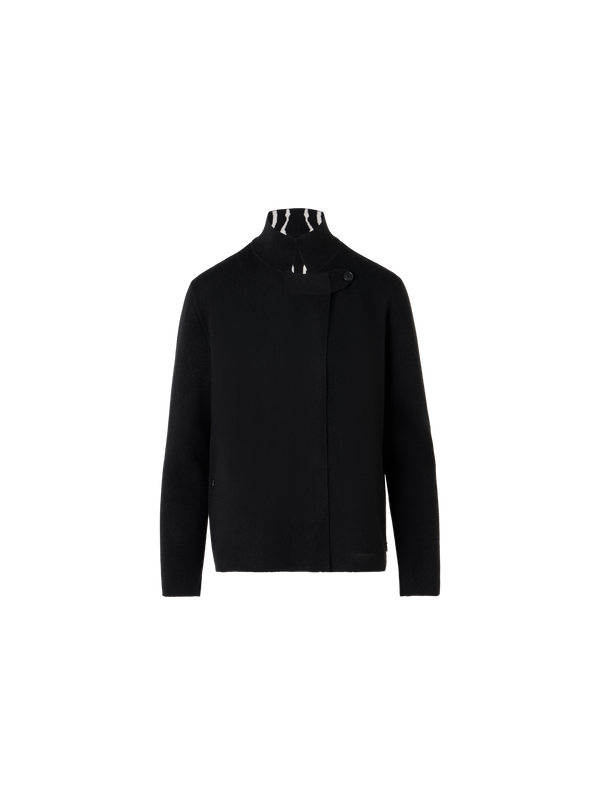 Designer Cashmere Double-Face Knit Cardigan - black