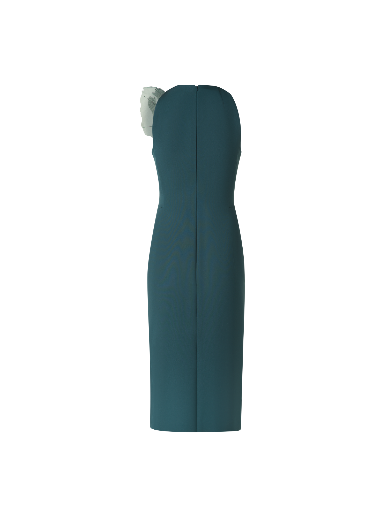 Designer Silk Dress with 3D Anemone - green