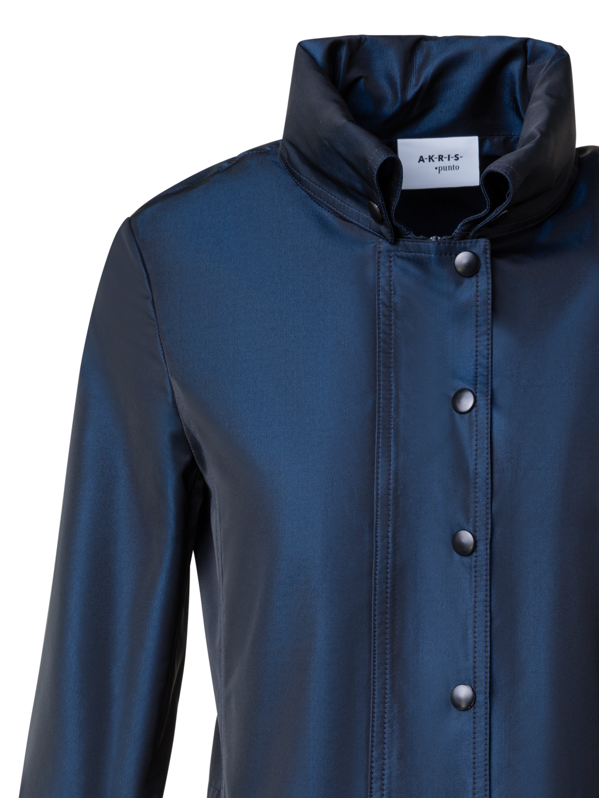 Designer Short Water Repellent Jacket with Hidden Hood - navy - blue