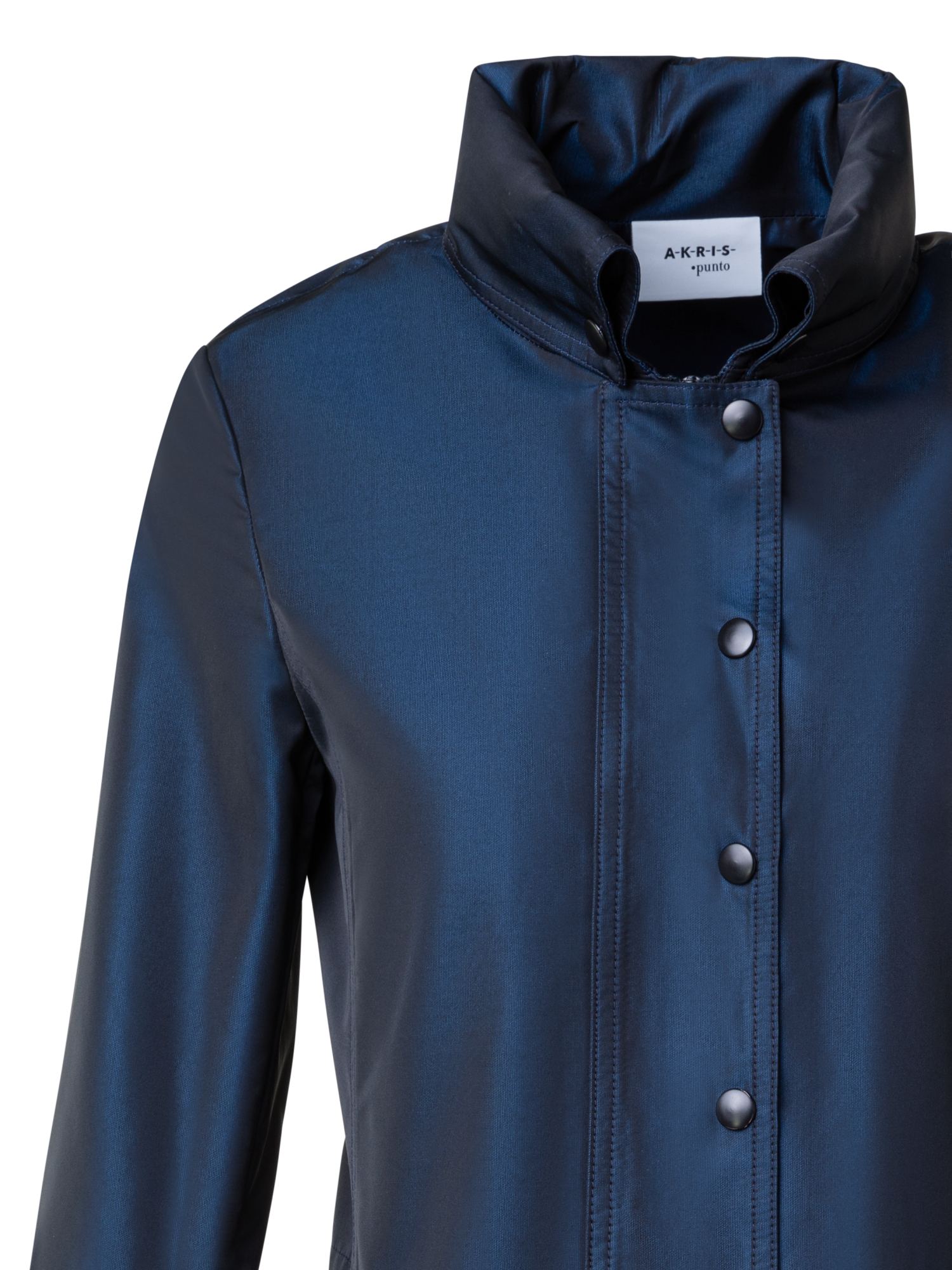 Designer Short Water Repellent Jacket with Hidden Hood - navy - blue