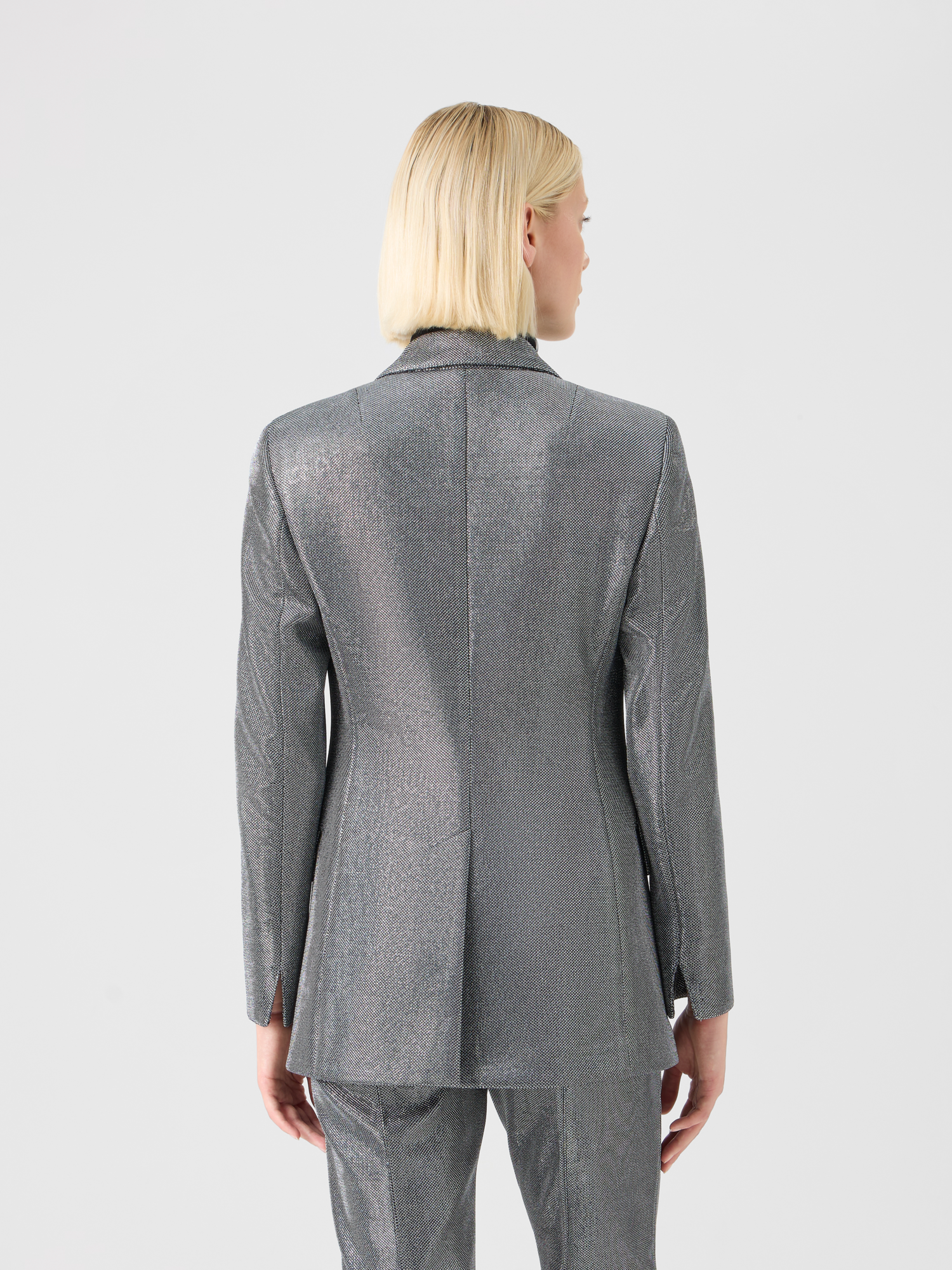 Designer Metallic Birdseye Jersey Blazer - grey - silver 