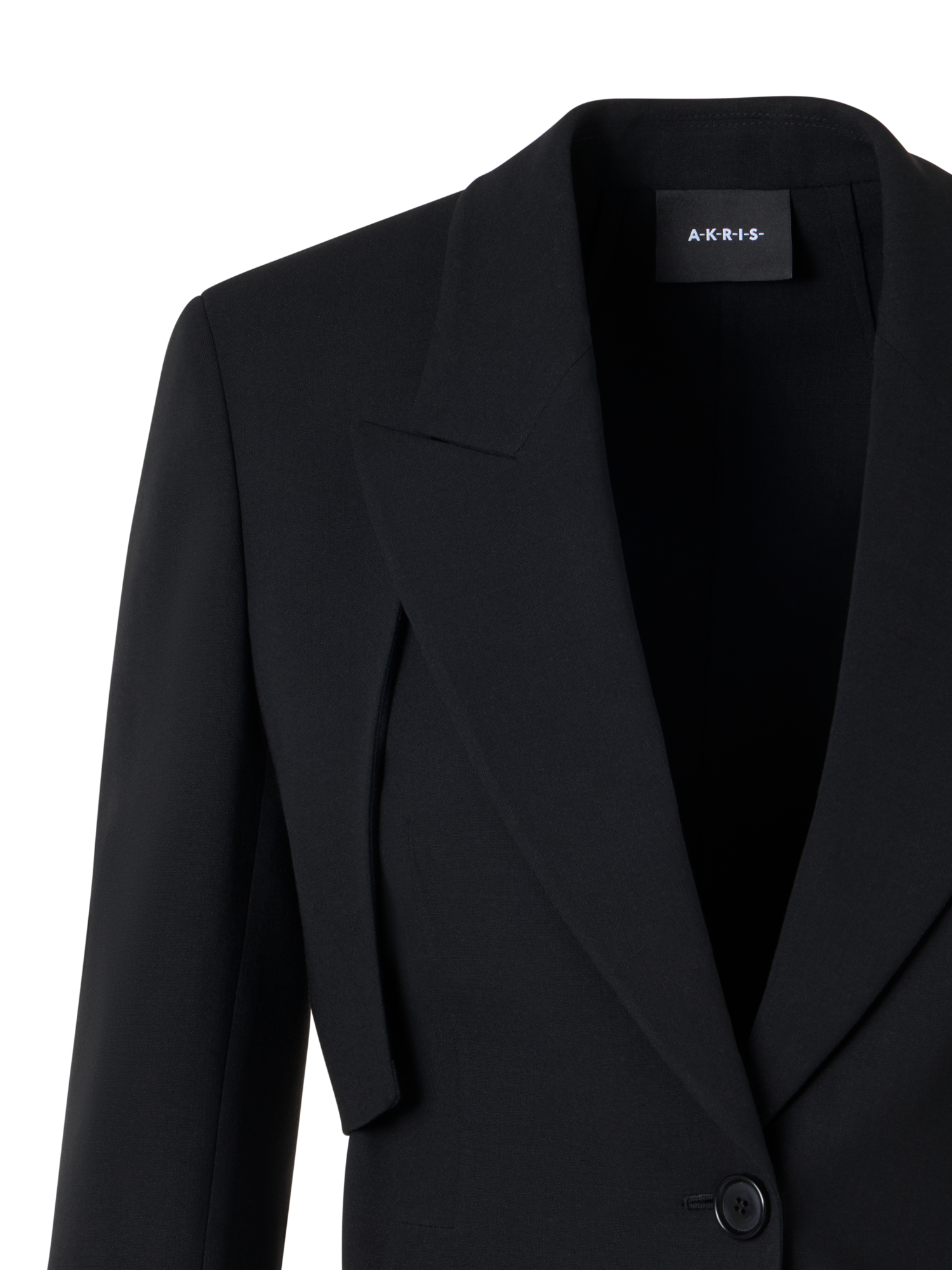 Designer Helline Asymmetrical Jacket with Detachable Bolero - black