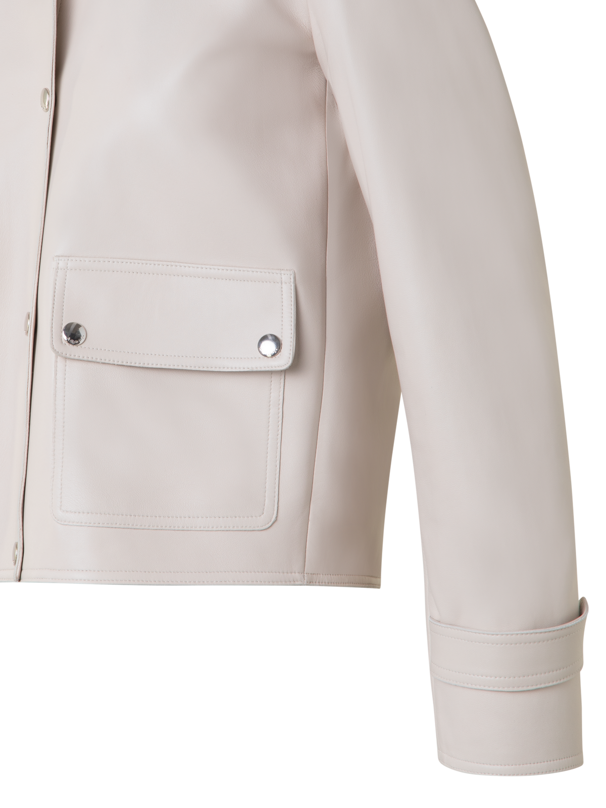Designer Blouson Leather Jacket - neutral - grey - beige