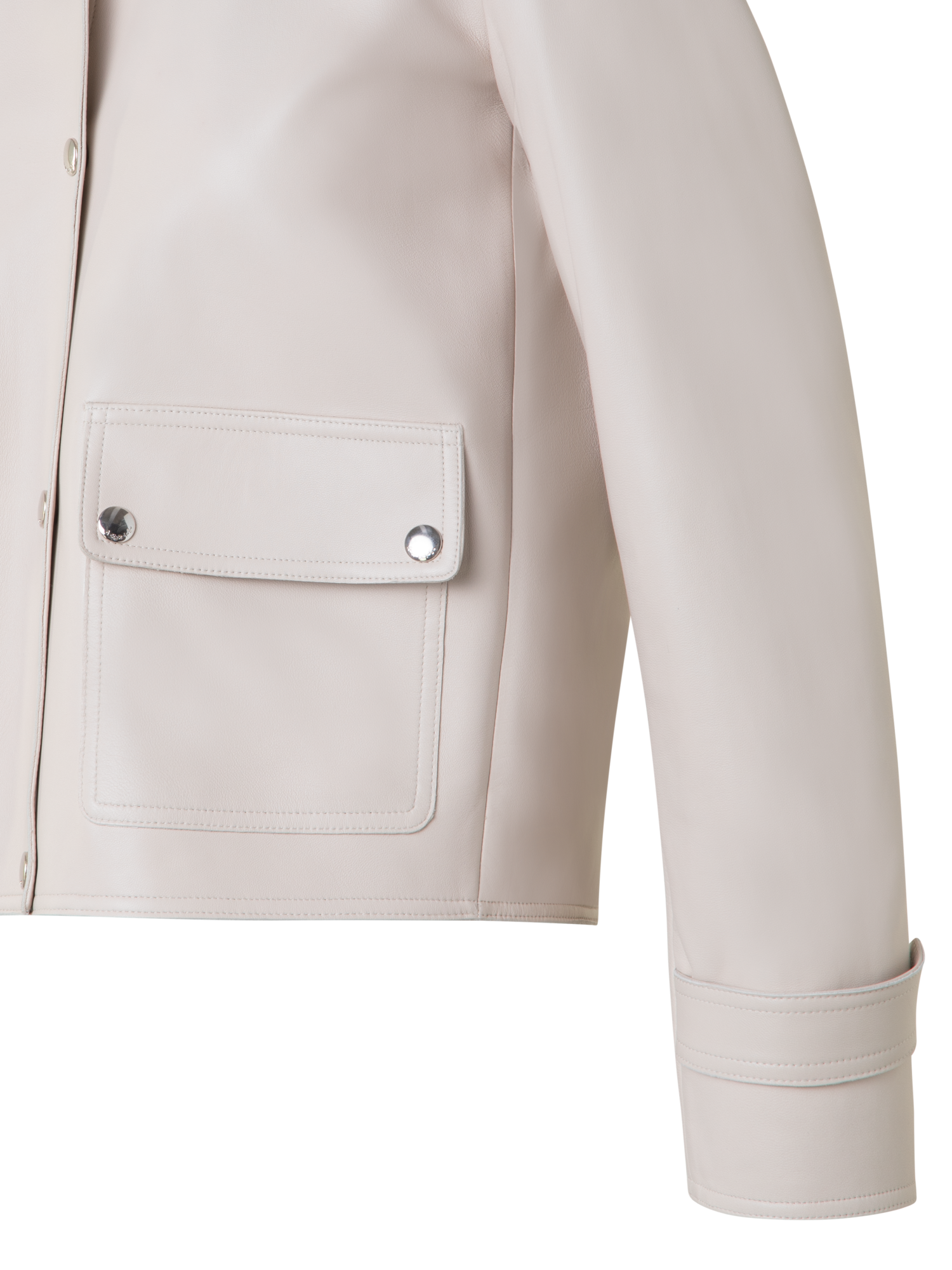Designer Blouson Leather Jacket - neutral - grey - beige