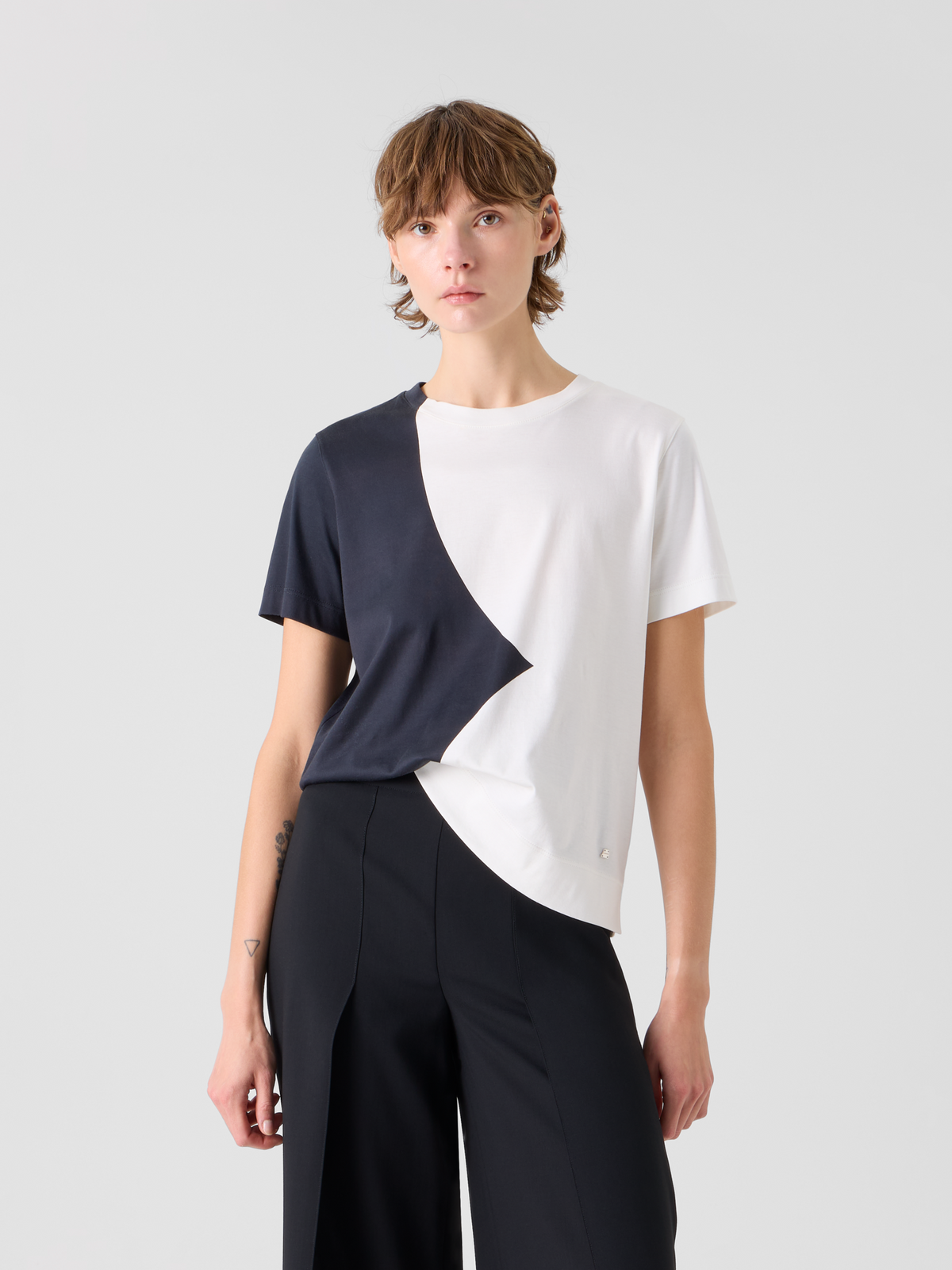 Designer Relaxed Cotton T-Shirt with Cloud Print - multicolor #editorial