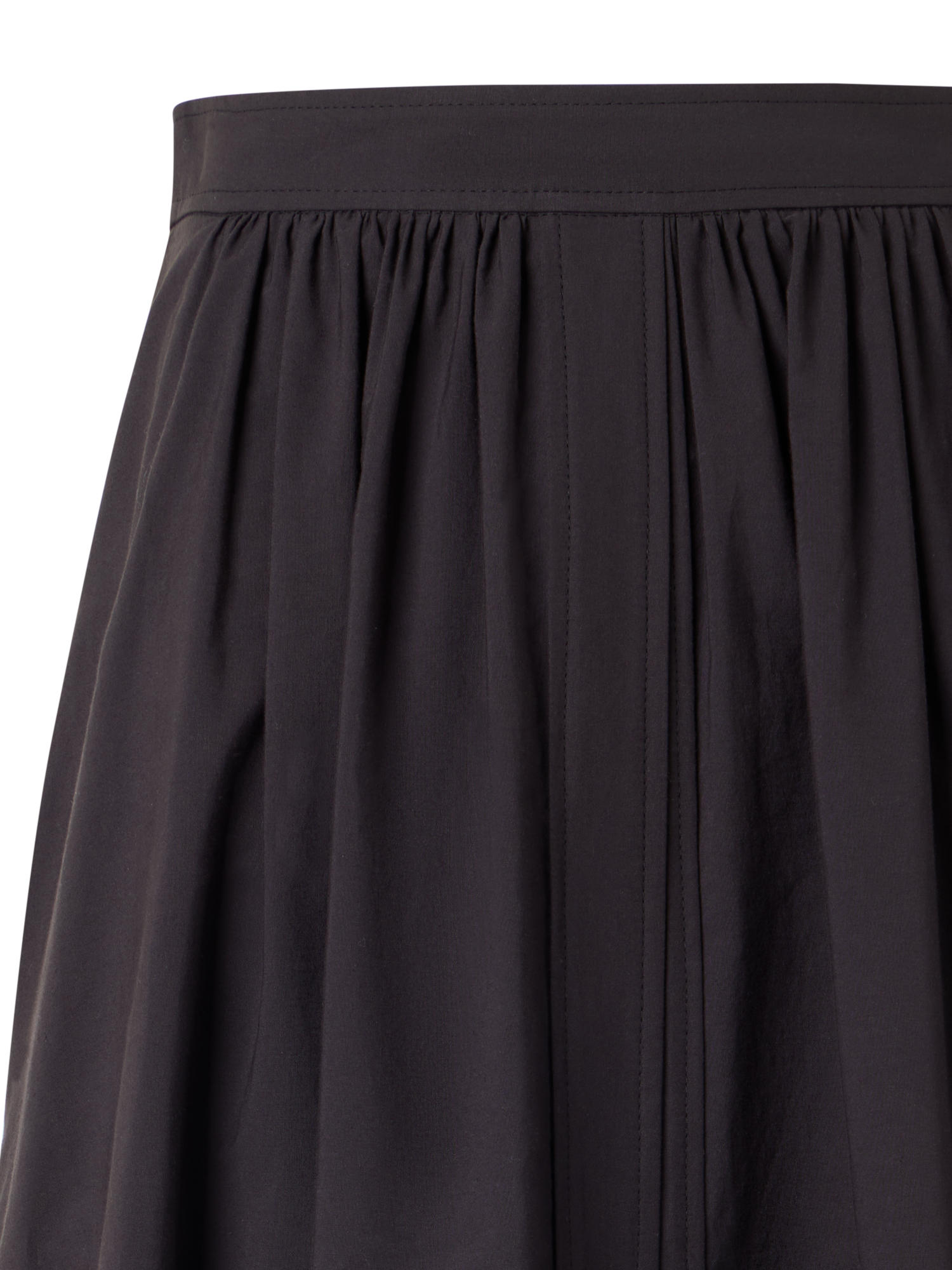 Designer Flared Flower Eyelet Midi Skirt - black