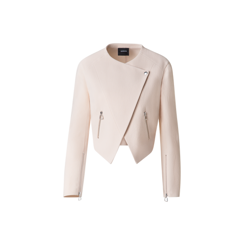 Asymmetrical Fitted Jacket in Wool Double-Face