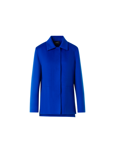 Designer Long Cashmere Double-Face Shirt Jacket - blue