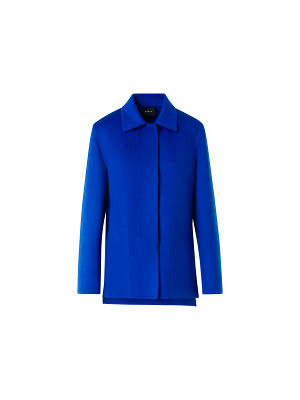 Designer Long Cashmere Double-Face Shirt Jacket - blue