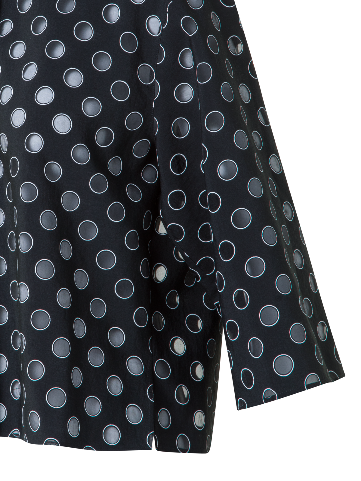 Designer Cropped Shirt Blouse with Sheer Polka Dots - black