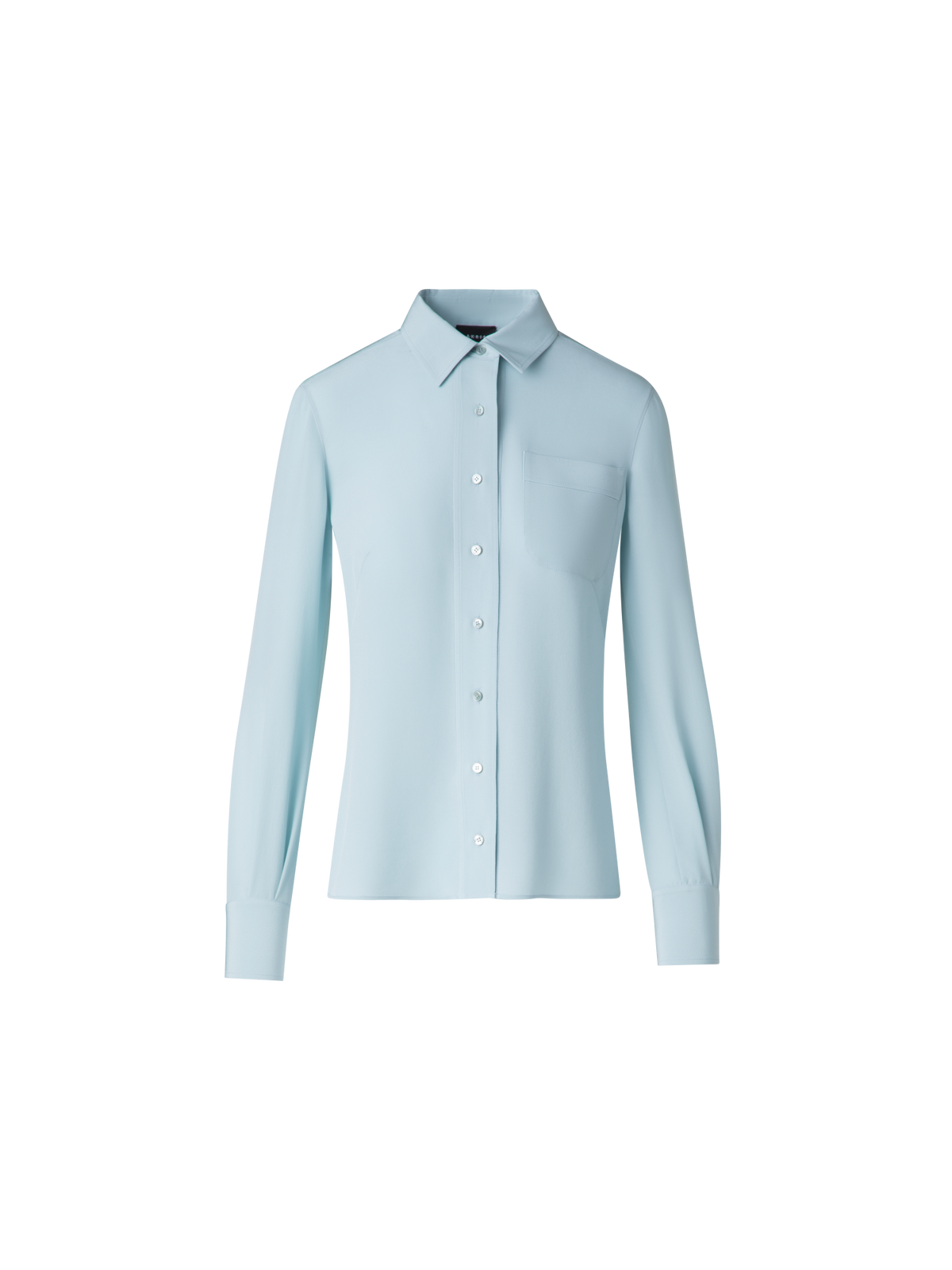 Designer Fitted Silk Shirt Blouse - pastel - blue