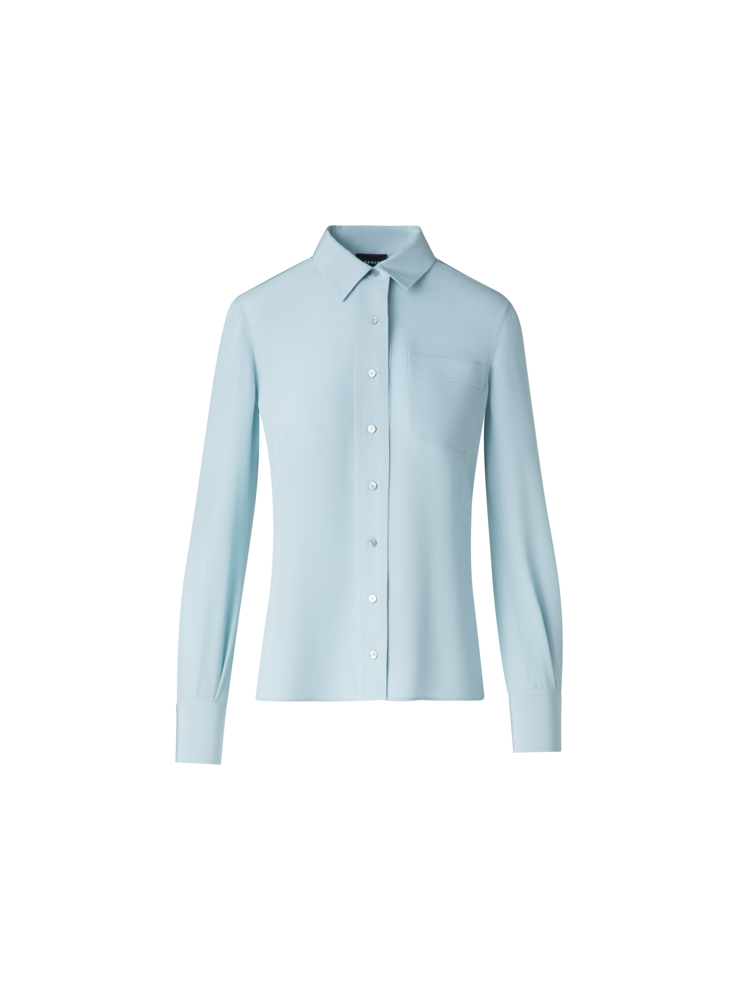 Designer Fitted Silk Shirt Blouse - pastel - blue