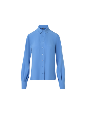 Designer Silk Crêpe Tunic Blouse - blue