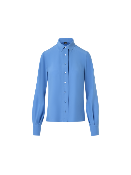 Designer Silk Crêpe Tunic Blouse - blue