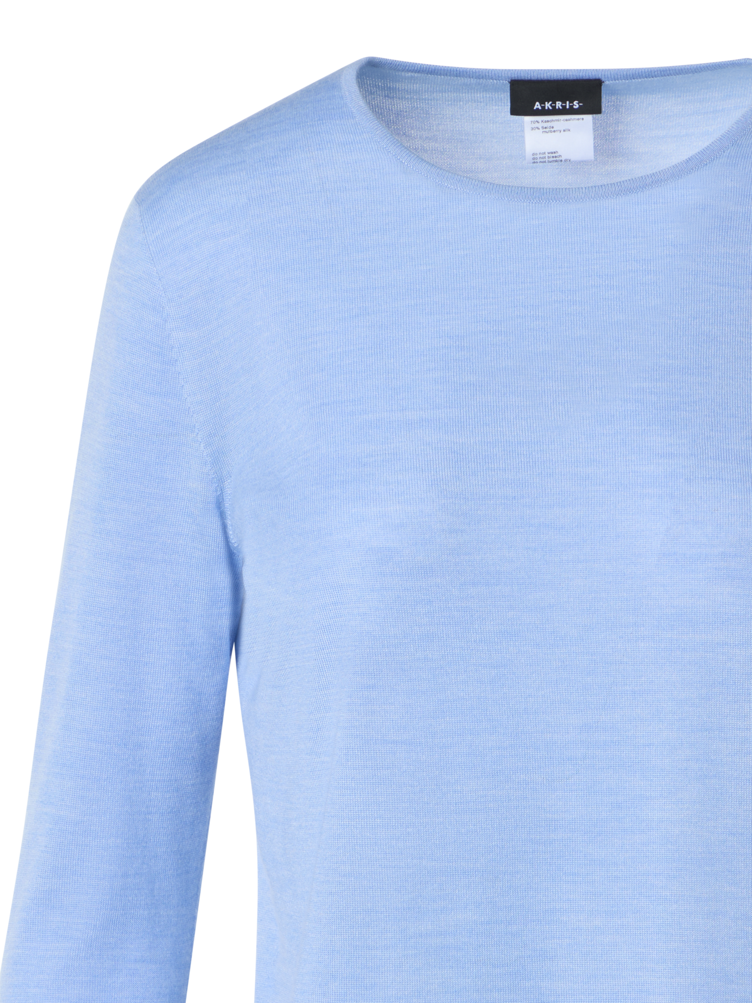 Designer Seamless Crew Neck Sweater in Cashmere Silk - blue