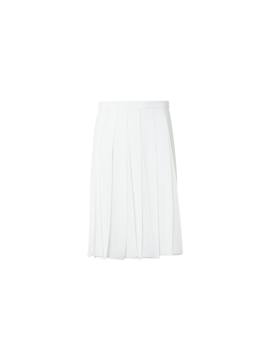 Designer Short Silk Skirt with Flowing Ribbons - neutral - ecru - white