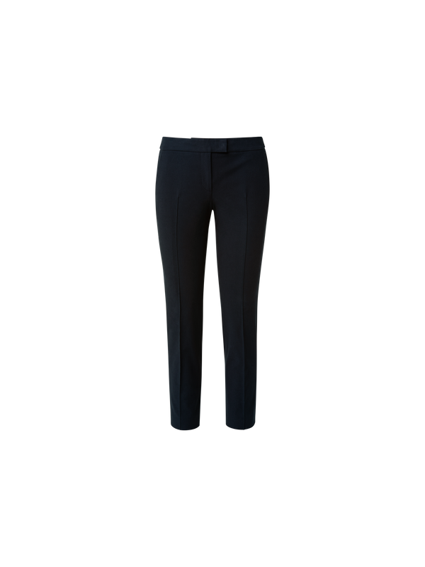 Designer Cropped Slim Pants in Cotton - navy - blue