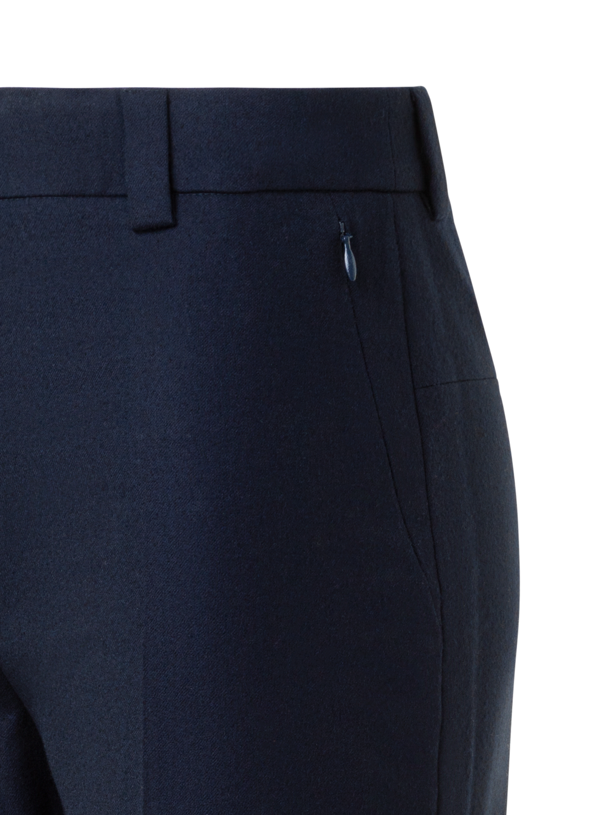 Designer Cropped Tapered Stretch Wool Flannel Pants - neutral - navy - blue