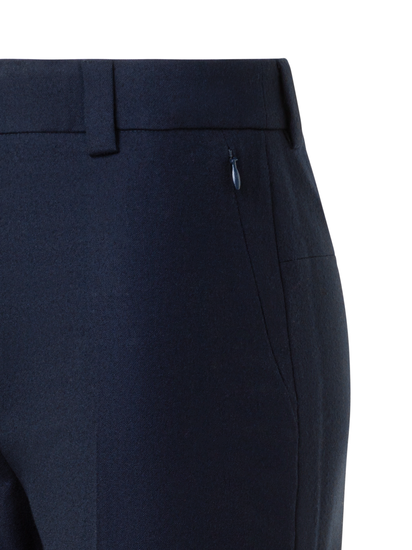 Designer Cropped Tapered Stretch Wool Flannel Pants - neutral - navy - blue