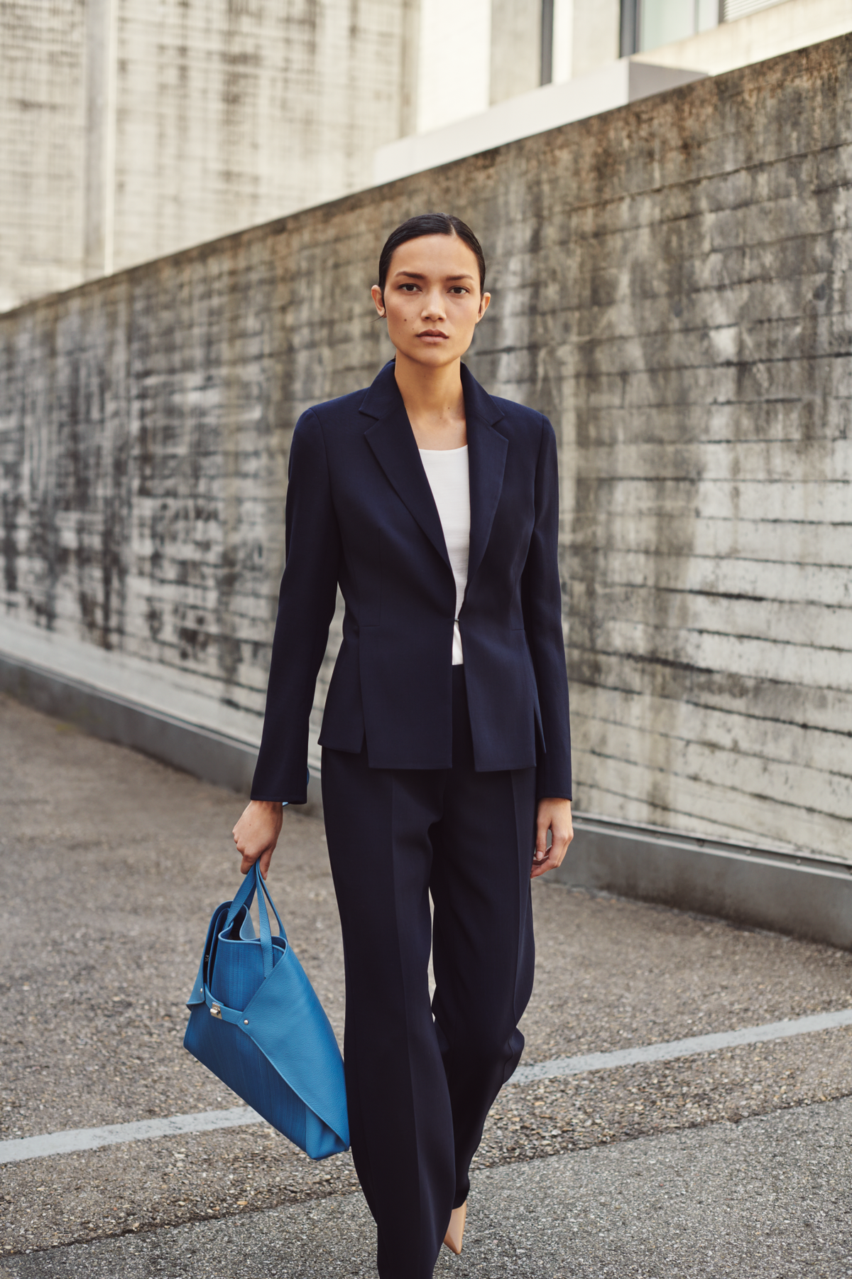 Designer Straight Wool Double-Face Pants - navy - blue #editorial