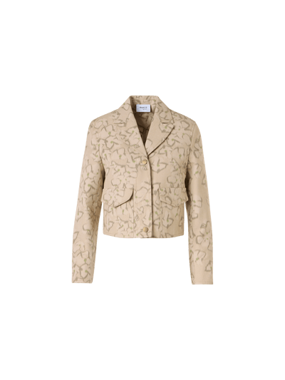 Designer Bracelet-Sleeve Ikat Flower Boxy Jacket - beige
