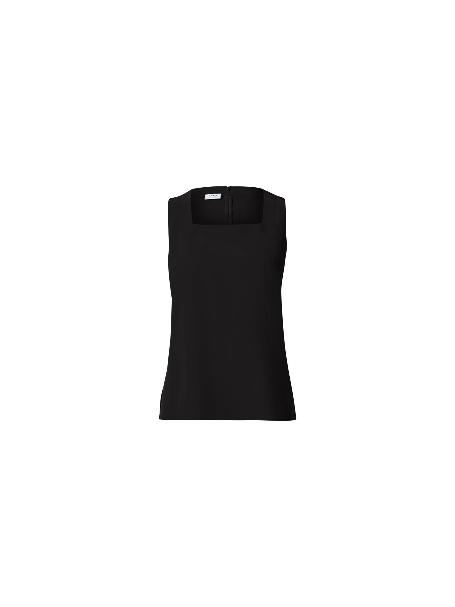 Designer Crêpe de Chine Square Neck Blouse - black