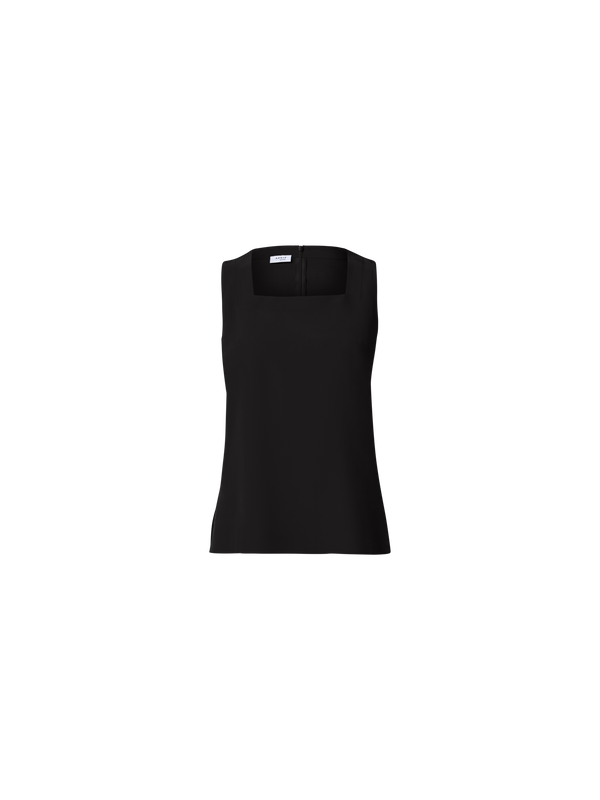 Designer Crêpe de Chine Square Neck Blouse - black