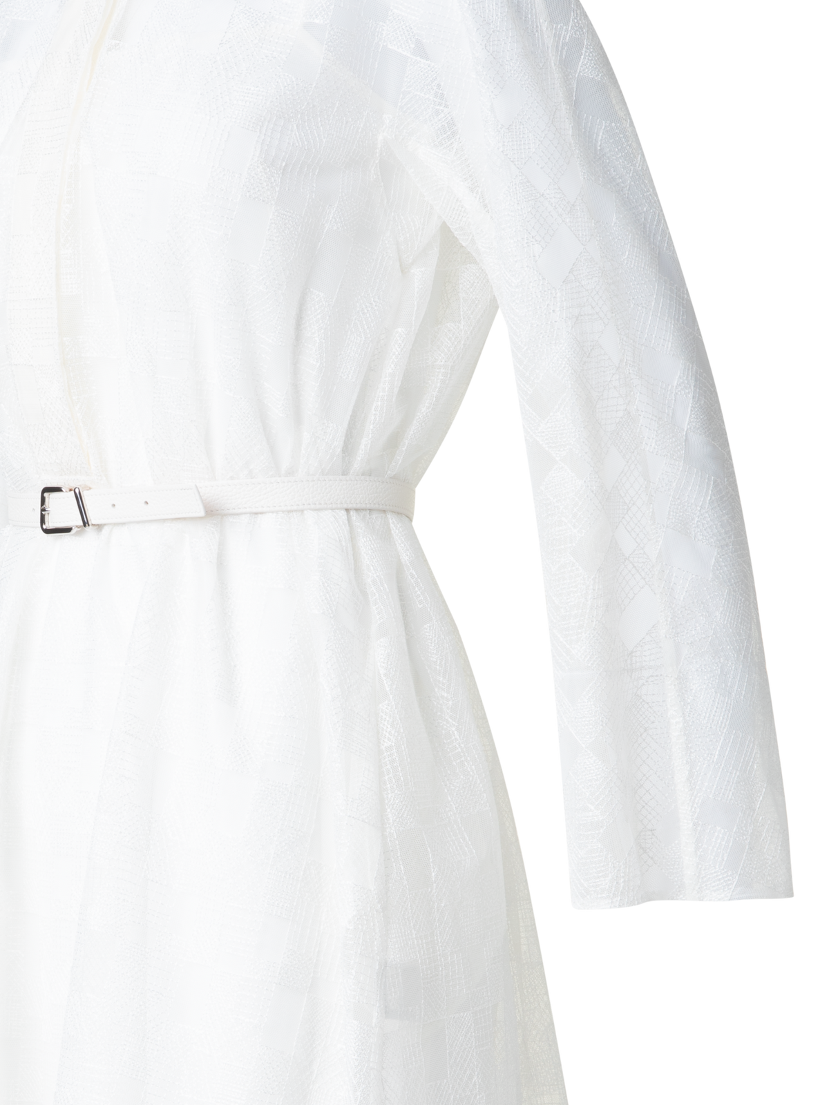 Designer Shirt Dress in Lizzy Grid Embroidery - ecru - white