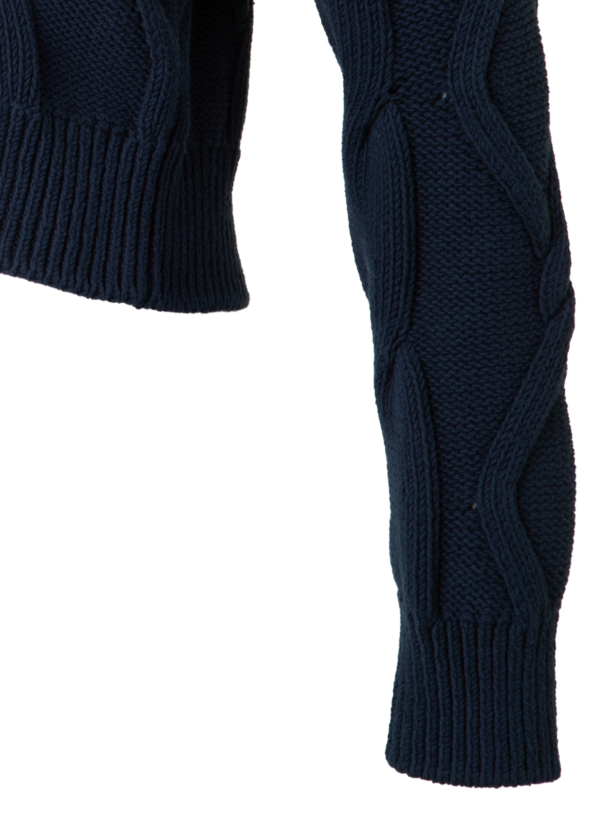 Designer Cardigan in Chunky Cotton Cable Knit - navy - blue