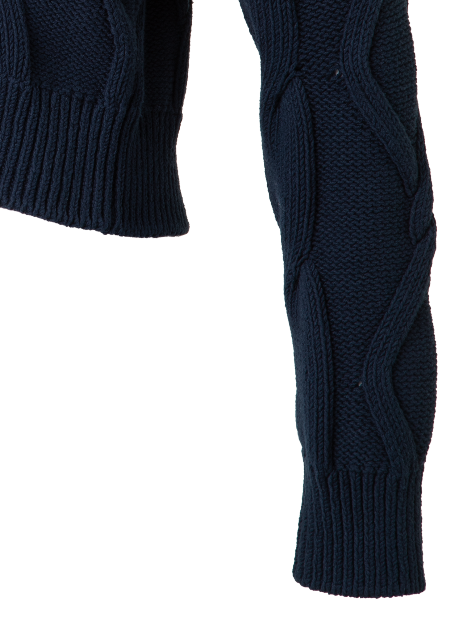 Designer Cardigan in Chunky Cotton Cable Knit - navy - blue