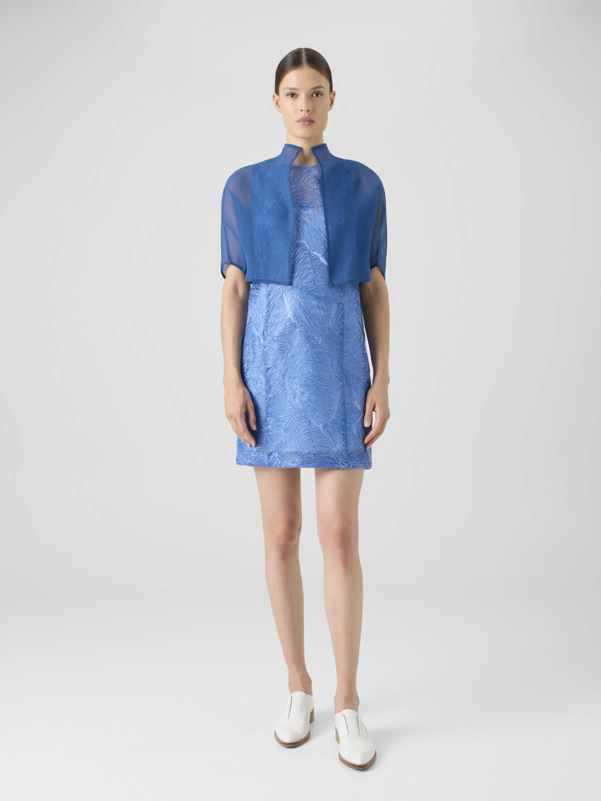 Designer Silk Organza Short Bolero - blue #editorial