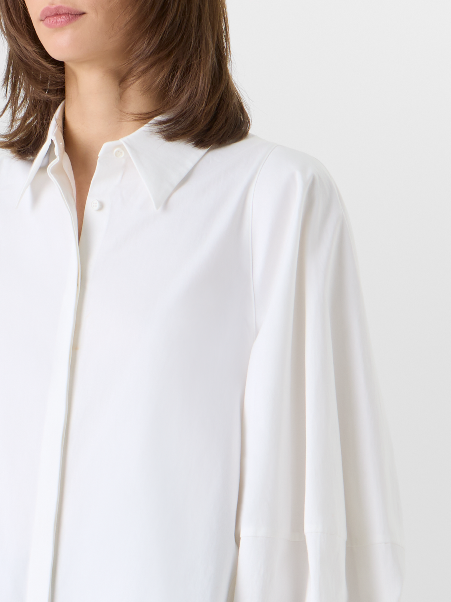 Designer Boxy Washed Cotton Satin Shirt Blouse - ecru 