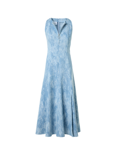 Fit-and-Flare Jacquard Denim Midi Dress Akris EU Fit-and-Flare Jacquard Denim Midi Dress Akris EU
