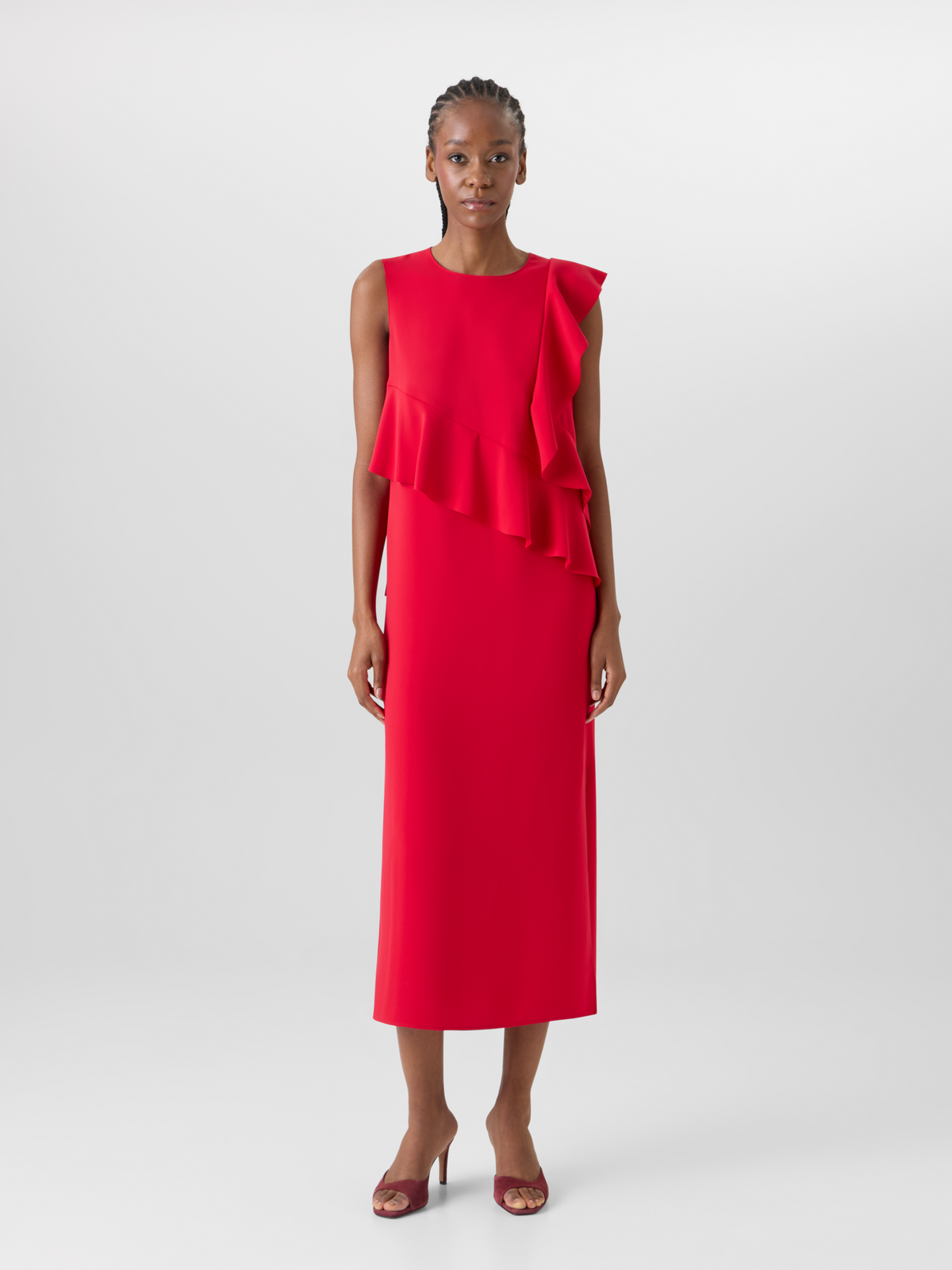Sleeveless Lasercut-Crêpe Tunic Dress