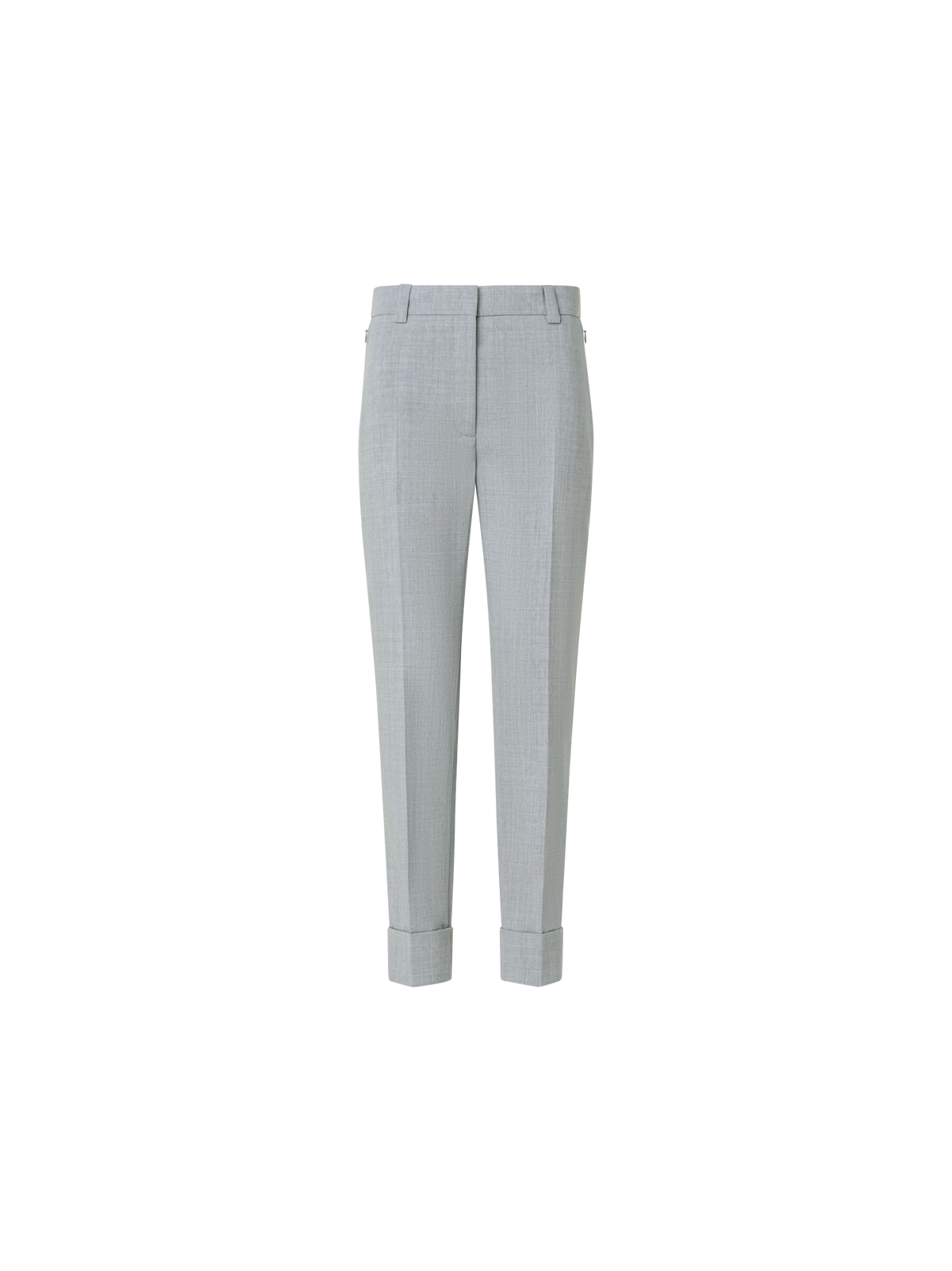 Designer Cropped Tapered Wool Double-Face Pants - neutral - grey
